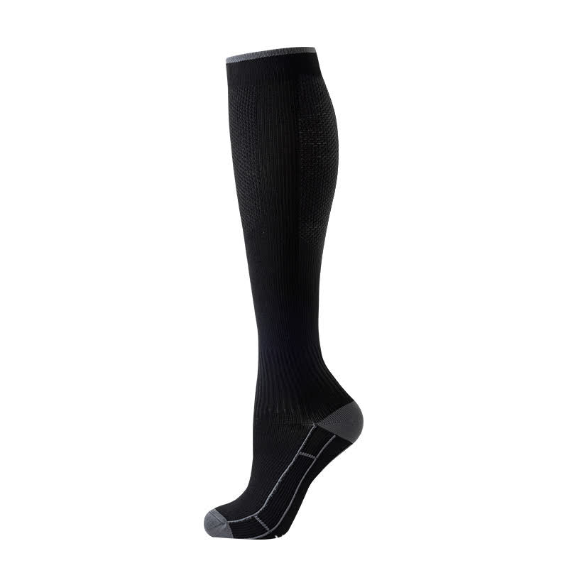 Running Travel Knee High Compression Socks(4 Pairs) - Black - S/M - image 1