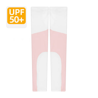 Color Block Breathable Sun Protection Arm Sleeves - Pink - XL - image 5