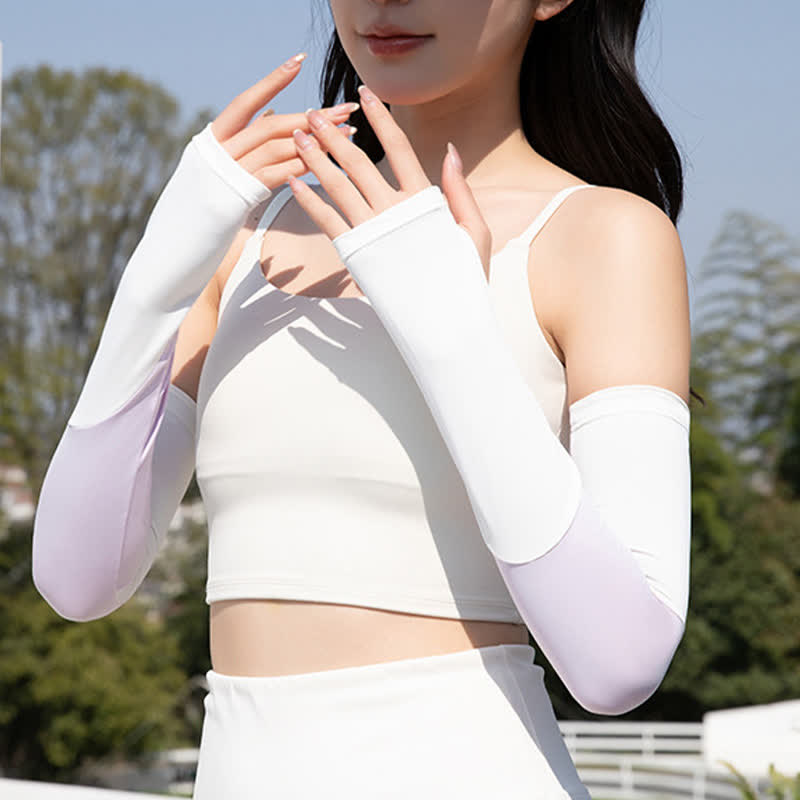 Color Block Breathable Sun Protection Arm Sleeves