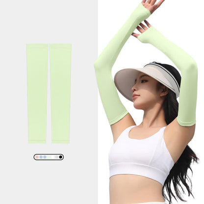 Outdoor Sports Sun Protection Ice Silk Arm Sleeves - Green - XL - image 11