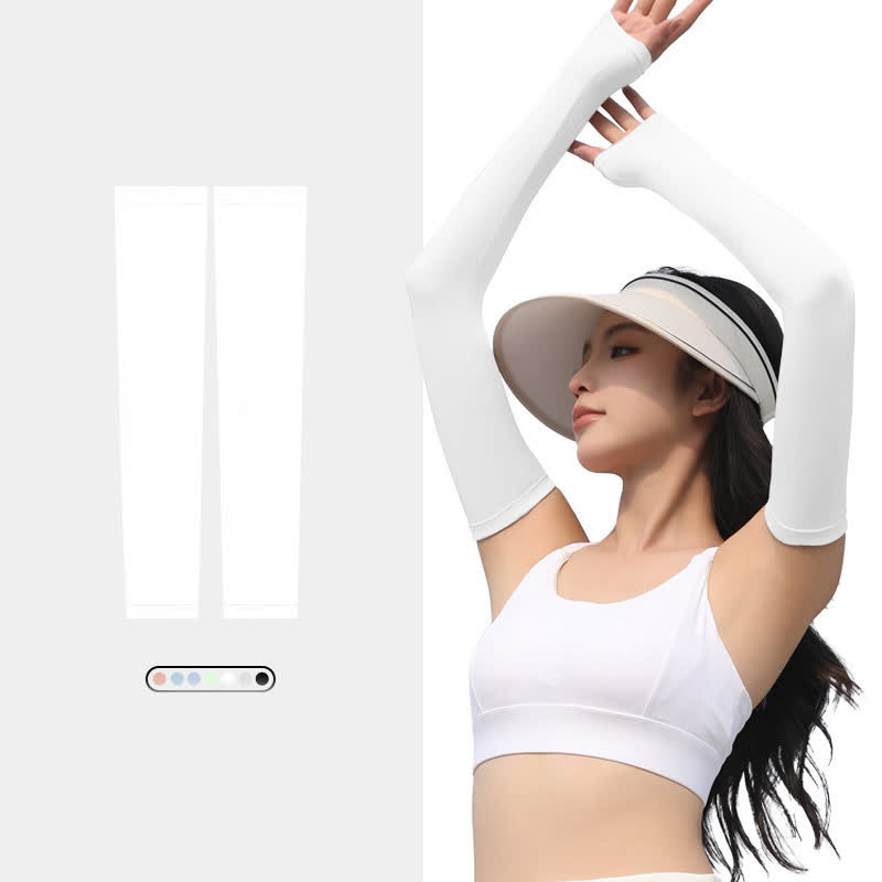 Outdoor Sports Sun Protection Ice Silk Arm Sleeves - White - XL - image 2