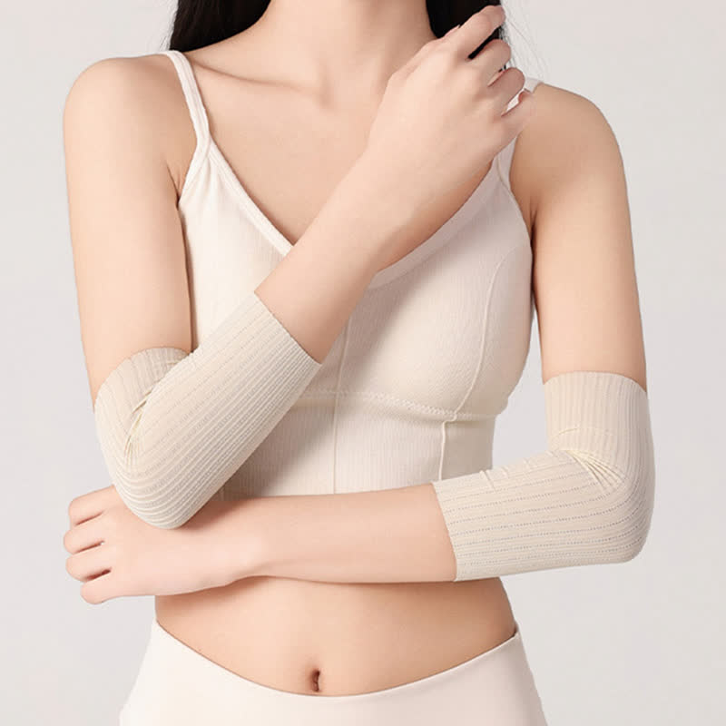 Seamless Ice Silk Arm Sleeves(2 Pairs) - Beige - XL - image 10