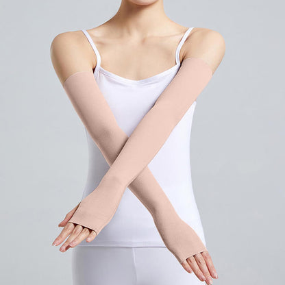 Long Modal Finger Loop Arm Sleeves(2 Pairs) - Nude - XL - image 3