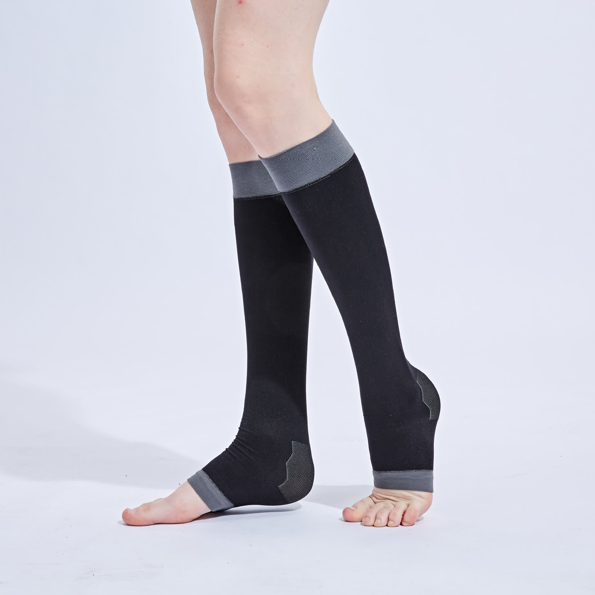 Black Open-toe Compression Knee-high Socks(3 Pairs) - Black - EU36-42(US3-8.5) - image 2