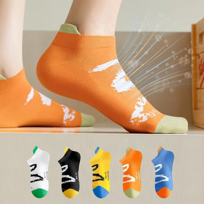 Plus Size Ink Brush Ankle Compression Socks(5 Pairs) - Multicolor - EU36-44(US3-10) - image 0