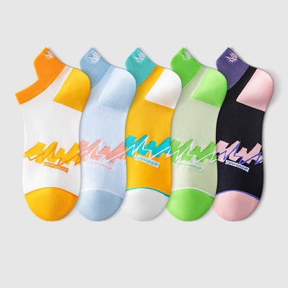 Cotton Geometric Ankle Compression Socks(5 Pairs) - Multicolor - EU36-40(US3-7) - image 3