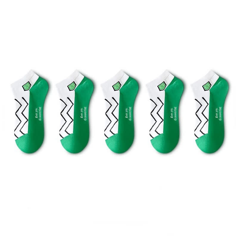 Stripe Series Cotton Ankle Socks(5 Pairs) - Green&White - EU36-44(US3-10) - image 10
