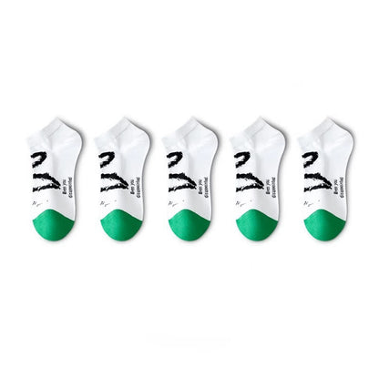Stripe Series Cotton Ankle Socks(5 Pairs) - White - EU36-44(US3-10) - image 6