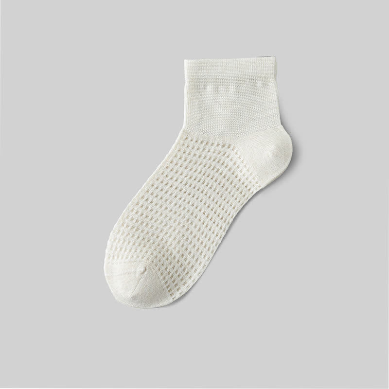 Mesh Breathable Mulberry Silk Ankle Socks(9 Pairs) - White - EU36-40(US3-7) - image 3