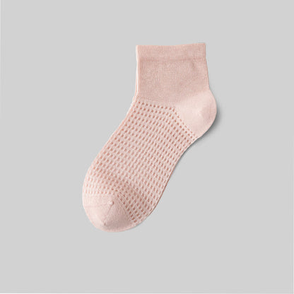 Mesh Breathable Mulberry Silk Ankle Socks(9 Pairs) - Light Pink - EU36-40(US3-7) - image 7