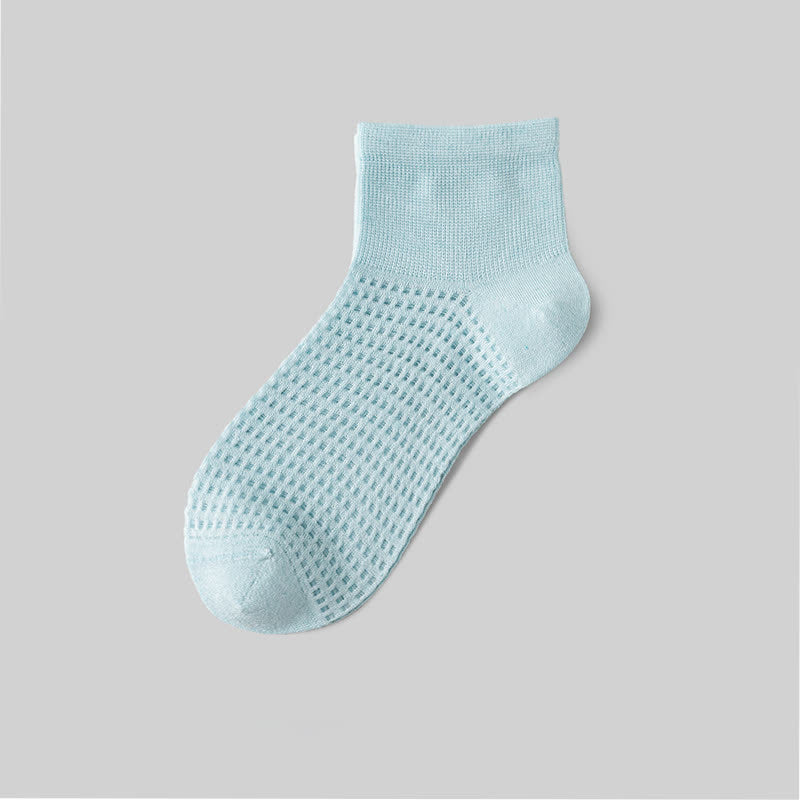 Mesh Breathable Mulberry Silk Ankle Socks(9 Pairs) - Blue - EU36-40(US3-7) - image 10