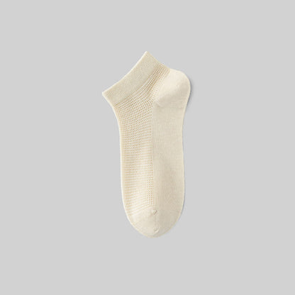 Mesh Breathable Mulberry Silk Ankle Socks(5 Pairs) - Beige - EU36-40(US3-7) - image 5