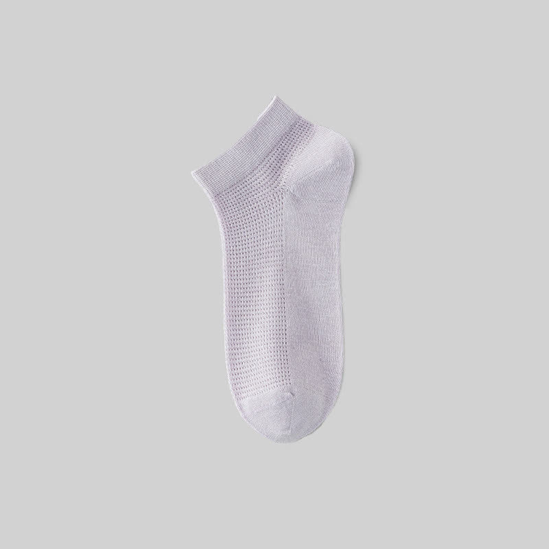 Mesh Breathable Mulberry Silk Ankle Socks(5 Pairs) - Light Purple - EU36-40(US3-7) - image 14