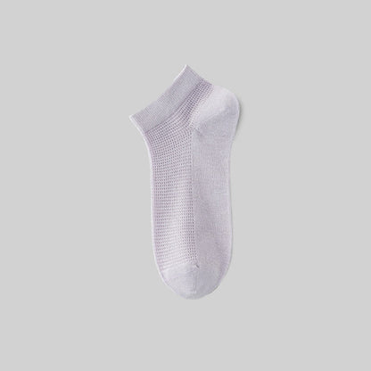 Mesh Breathable Mulberry Silk Ankle Socks(5 Pairs) - Light Purple - EU36-40(US3-7) - image 14