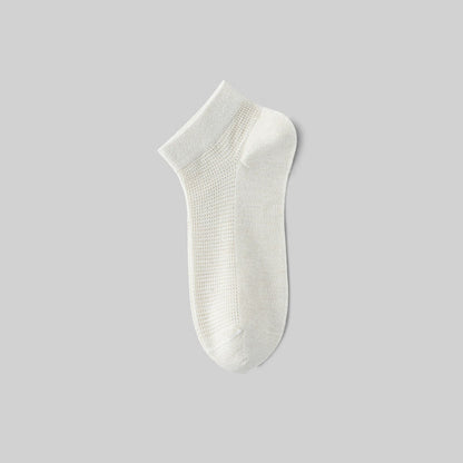 Mesh Breathable Mulberry Silk Ankle Socks(5 Pairs) - White - EU36-40(US3-7) - image 3