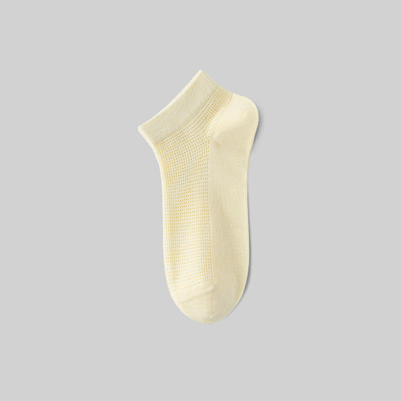 Mesh Breathable Mulberry Silk Ankle Socks(5 Pairs) - Yellow - EU36-40(US3-7) - image 8
