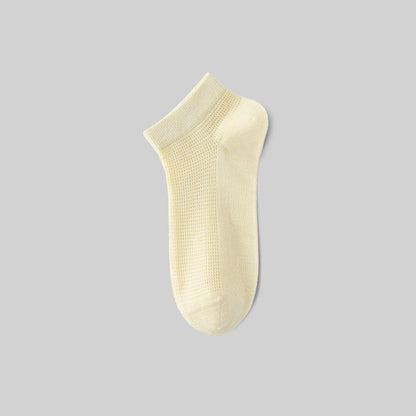 Mesh Breathable Mulberry Silk Ankle Socks(5 Pairs) - Yellow - EU36-40(US3-7) - image 8