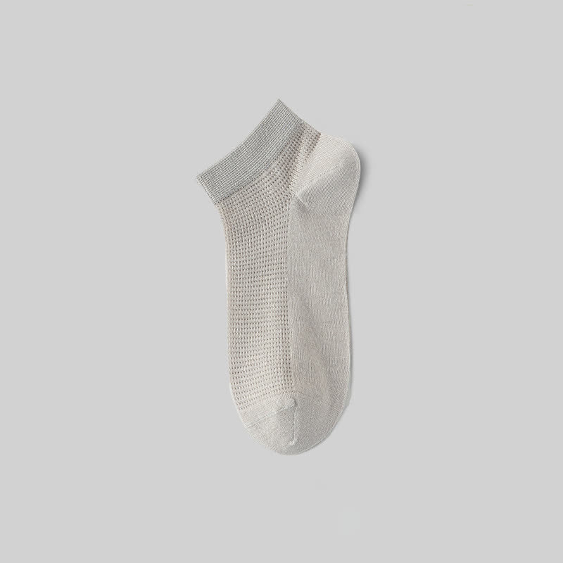 Mesh Breathable Mulberry Silk Ankle Socks(5 Pairs) - Grey - EU36-40(US3-7) - image 13