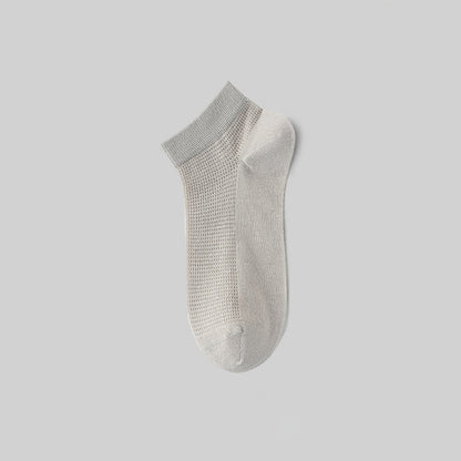 Mesh Breathable Mulberry Silk Ankle Socks(5 Pairs) - Grey - EU36-40(US3-7) - image 13