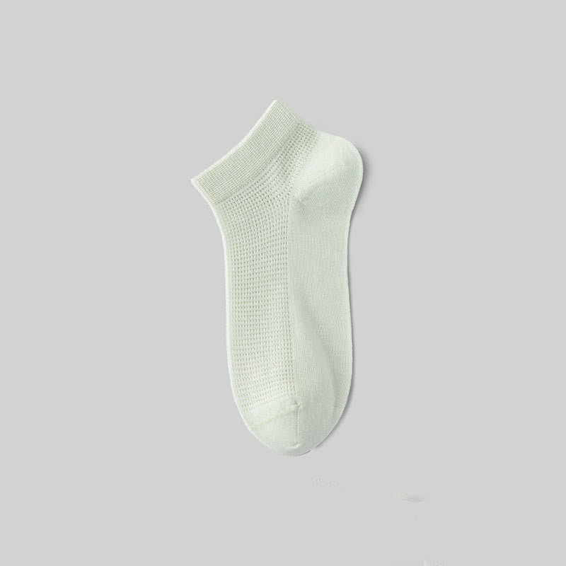 Mesh Breathable Mulberry Silk Ankle Socks(5 Pairs) - Light Green - EU36-40(US3-7) - image 12
