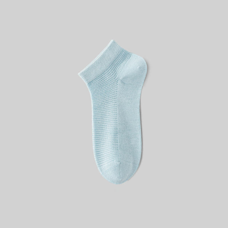 Mesh Breathable Mulberry Silk Ankle Socks(5 Pairs) - Blue - EU36-40(US3-7) - image 11