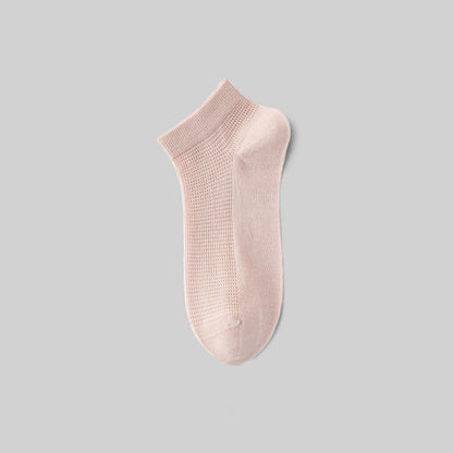 Mesh Breathable Mulberry Silk Ankle Socks(5 Pairs) - Light Pink - EU36-40(US3-7) - image 7