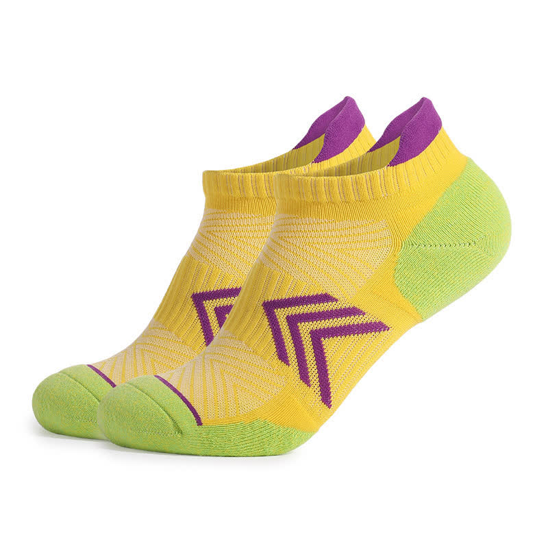 Arrow Colorblock Non-slip Cotton Ankle Compression Socks(6 Pairs) - Yellow - EU39-42(US6-8.5) - image 7