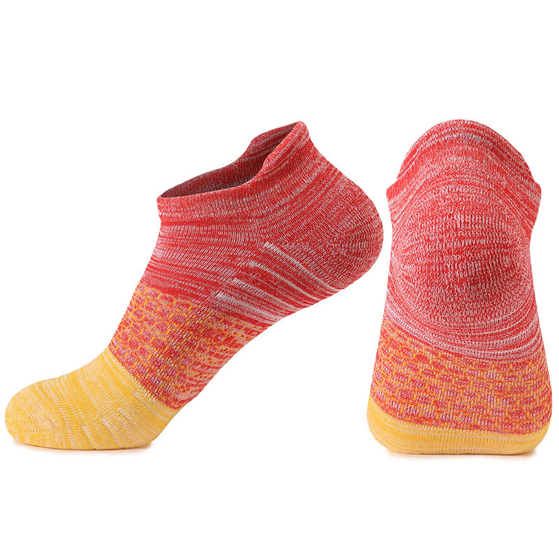 Gradient Color Block Cotton Ankle Compression Socks(8 Pairs) - Red&Yellow - EU39-42(US6-8.5) - image 9