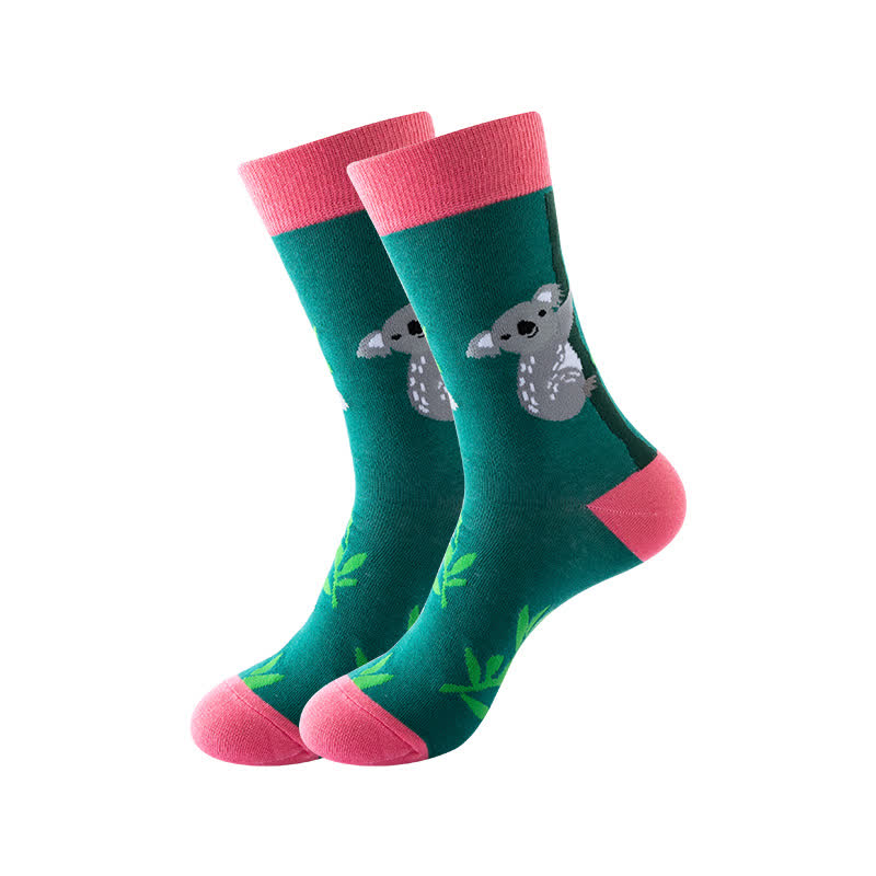Animal Series Quarter Socks(6 Pairs) - Dark Green - EU36-43(US3-9) - image 6