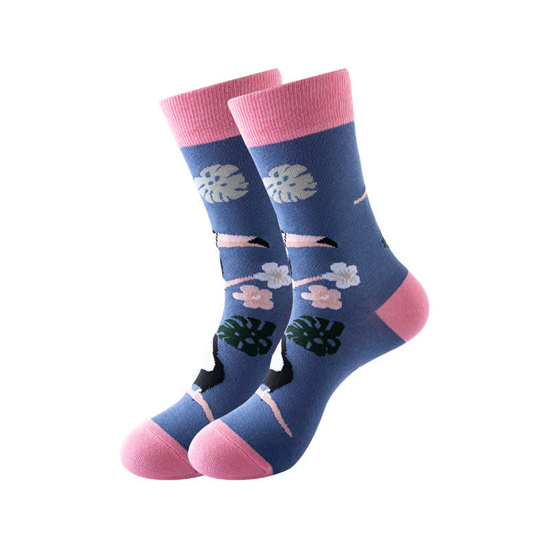Animal Series Quarter Socks(6 Pairs) - Navy Blue&Pink - EU36-43(US3-9) - image 7
