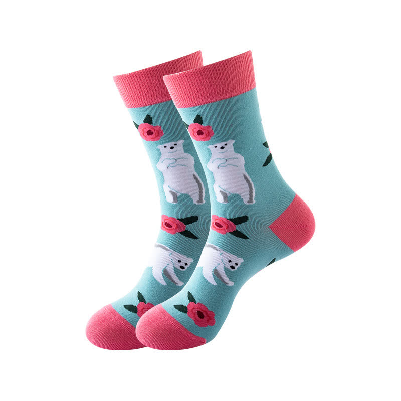 Animal Series Quarter Socks(6 Pairs) - Green - EU36-43(US3-9) - image 3