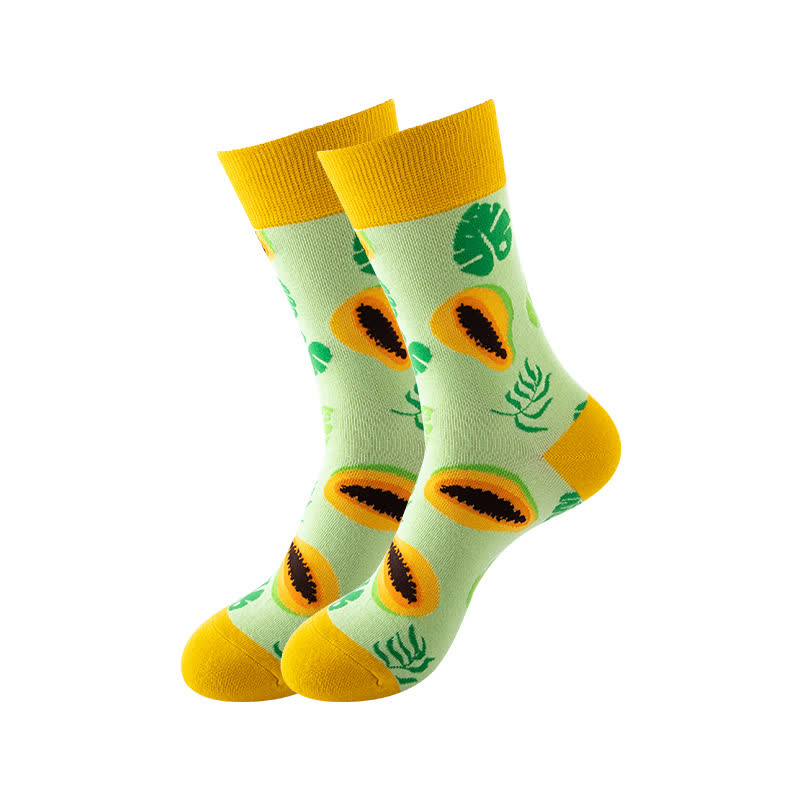 Fruits Series Quarter Socks(6 Pairs) - Light Green - EU36-43(US3-9) - image 5