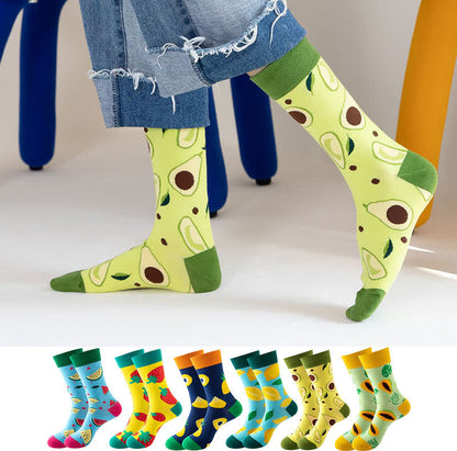 Fruits Series Quarter Socks(6 Pairs) - Multicolor - EU36-43(US3-9) - image 1