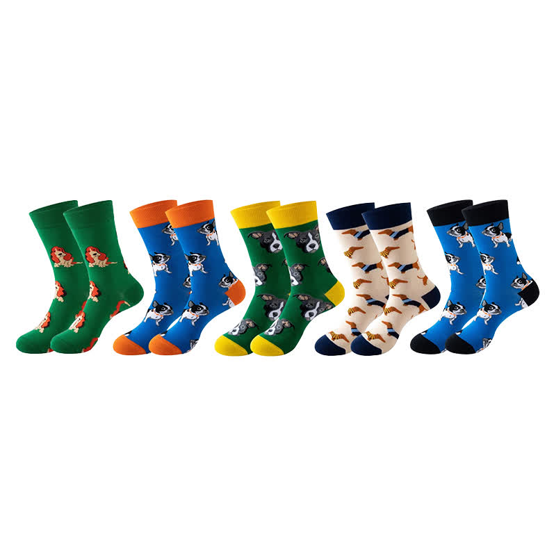 Cute Dog Series Quarter Socks(5 Pairs) - Multicolor - EU36-43(US3-9) - image 0