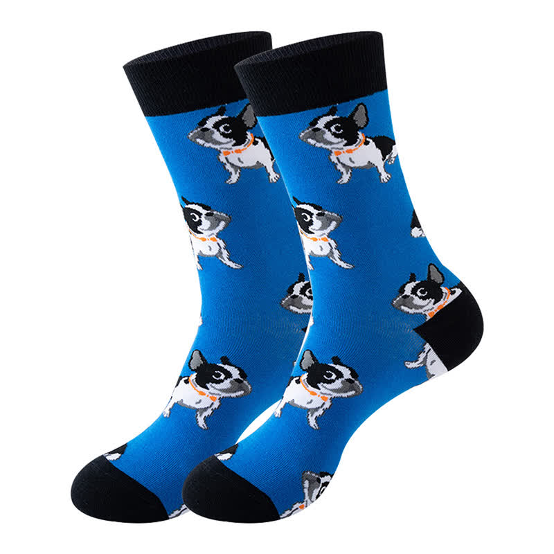Cute Dog Series Quarter Socks(5 Pairs) - Blue - EU36-43(US3-9) - image 5