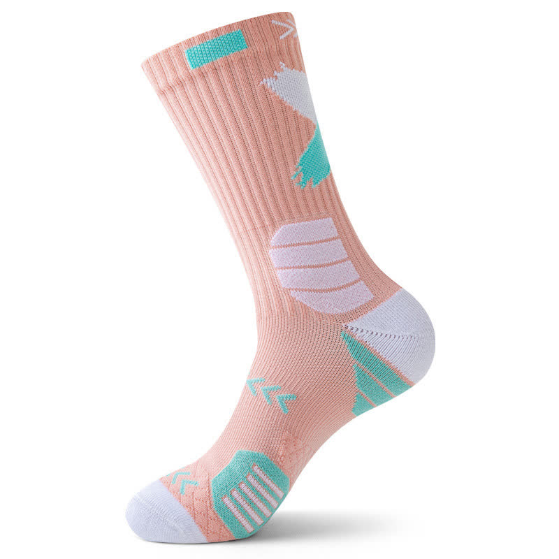 Arrow Graphic Print Sports Quarter Compression Socks(5 Pairs) - Pink - EU39-44(US6-10) - image 4