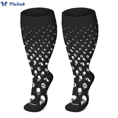 Plus Size Halloween Fun Skull Print Compression Socks - image 2
