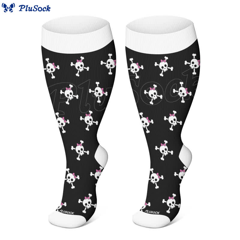 Plus Size Halloween Fun Skull Print Compression Socks - image 4