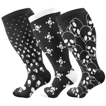 Plus Size Halloween Fun Skull Print Compression Socks - image 2