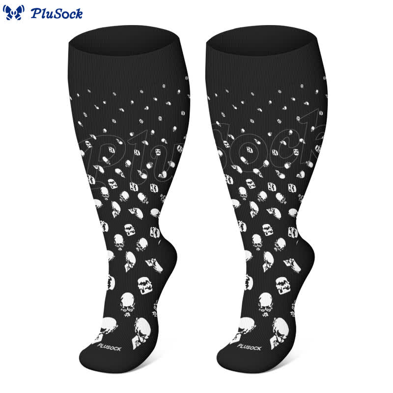 Plus Size Halloween Large Skull Print Compression Socks(3 Pairs) - image 2