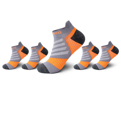 Colorblock Letter Print Ankle Compression Socks(5 Pairs) - Orange - EU39-44(US6-10) - image 9