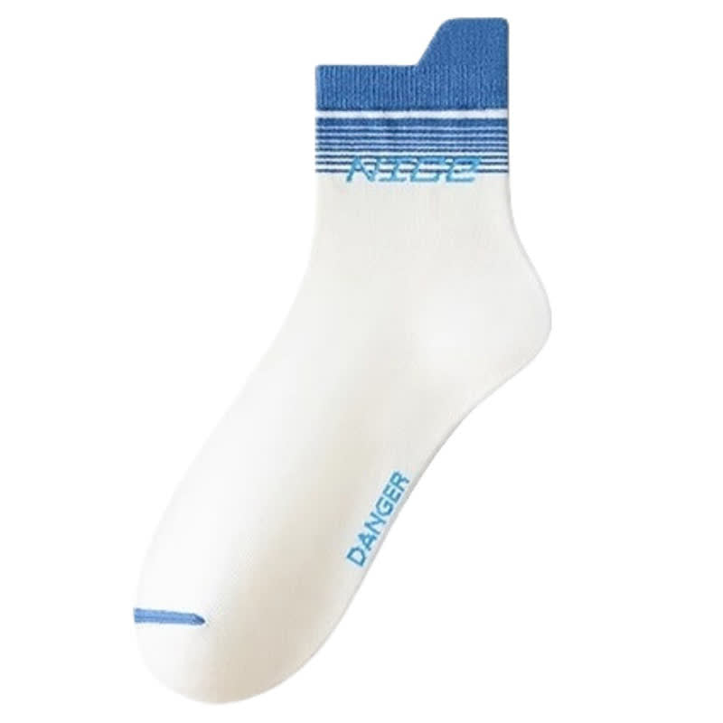 Striped Letter Print Cotton Ankle Compression Socks(5 Pairs) - White - EU39-44(US6-10) - image 6