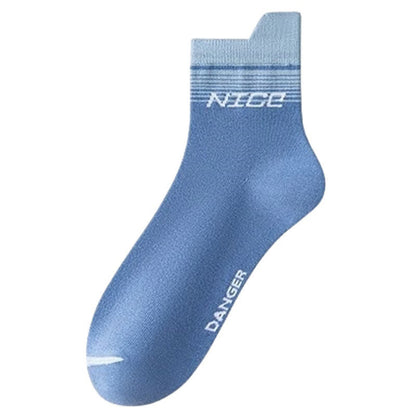 Striped Letter Print Cotton Ankle Compression Socks(5 Pairs) - Light Blue - EU39-44(US6-10) - image 10