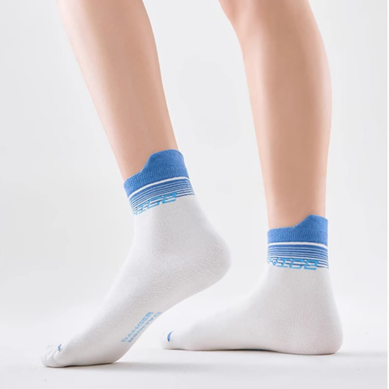 Striped Letter Print Cotton Ankle Compression Socks(5 Pairs) - image 4