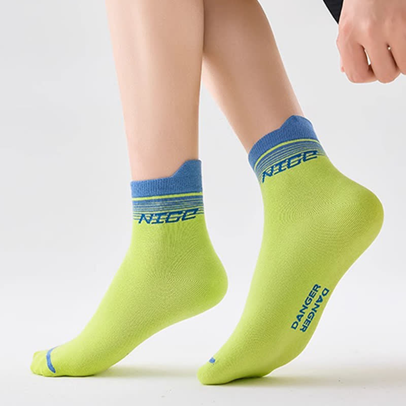 Striped Letter Print Cotton Ankle Compression Socks(5 Pairs) - image 12
