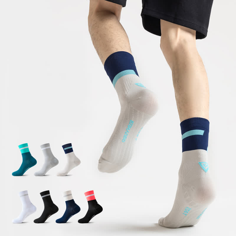 Color-block Cycling Quarter Compression Socks(7 Pairs) - image 2