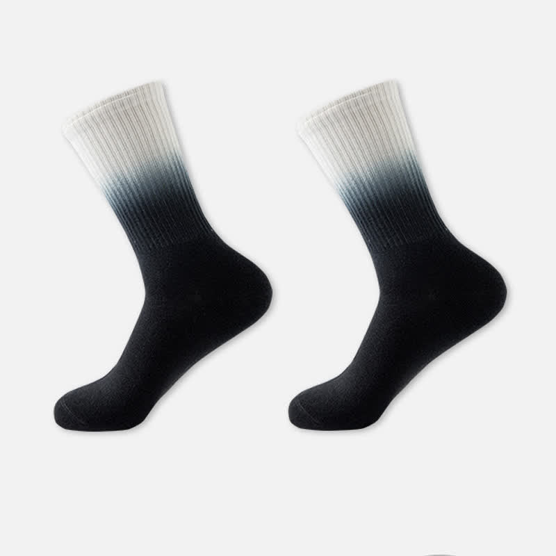 Gradient Color Block Quarter Compression Socks(6 Pairs) - Black - EU35-42(US3-8.5) - image 2