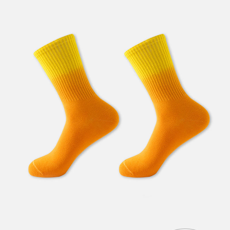 Gradient Color Block Quarter Compression Socks(6 Pairs) - Orange - EU35-42(US3-8.5) - image 6