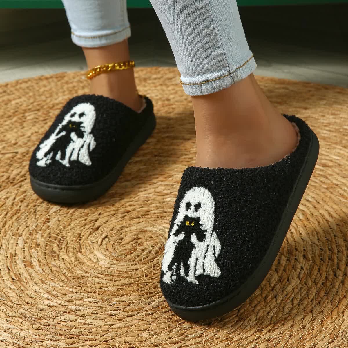 Plus Size Halloween Fun Ghost Slippers - Black - EU44-45(US10-11) - image 7