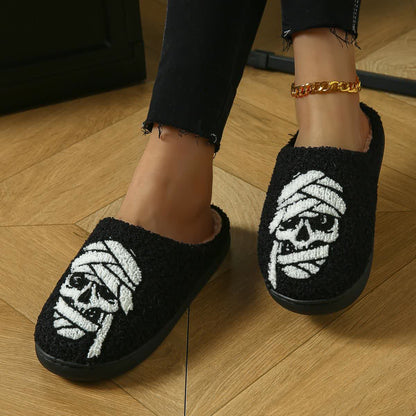 Plus Size Halloween Bandage Skull Print Slippers - image 7